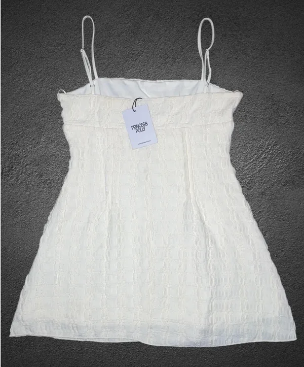NEW Princess Polly Melrose Nights Mini Dress Womens 6 Cream Textured Sexy Classy Cocktail Party - Image 7