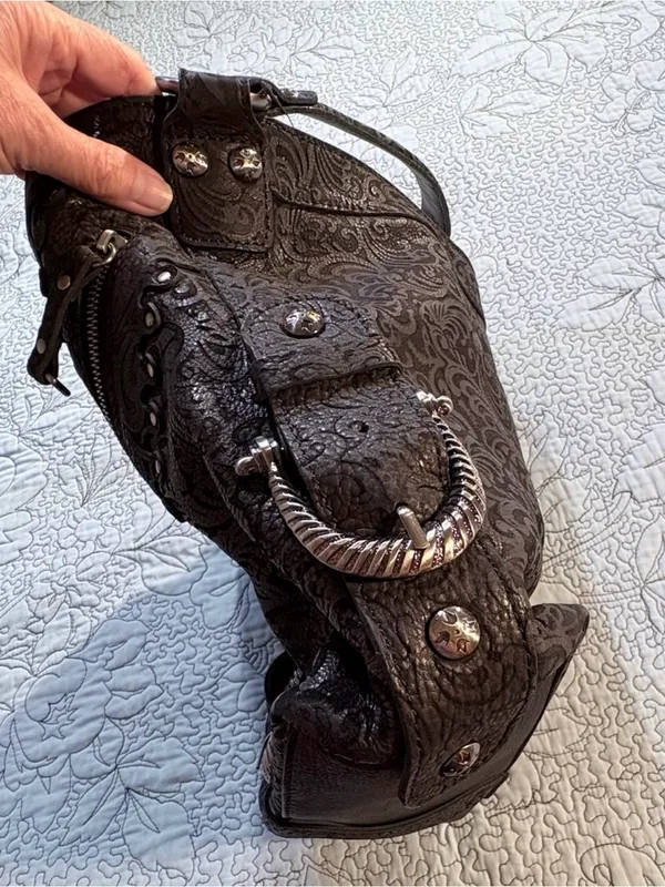 ♨️NWT Patricia Nash Lancaster Tooled Leather Studded Western Buckle Tote Bag❤️ - Image 9