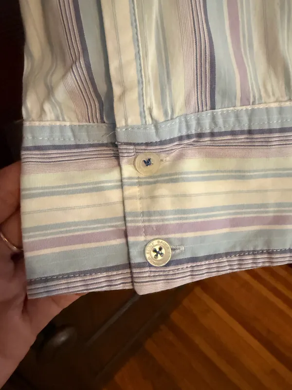Sz L Sz LG Eddie Bauer Striped 3/4 Sleeve Button-Down Shirt - Image 4