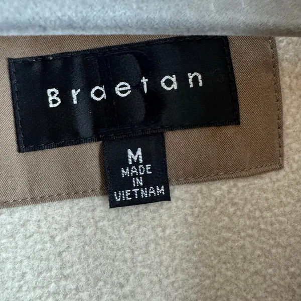 Braetan Tan Faux Suede Full Zip‎ Rumovable Hood Lined Insulated Coat Size M - Image 9