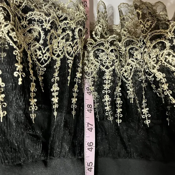 NWT POMANDER PLACE Black Lillith Maxi‎ Cocktail Dress w/ Gold Lace Size Large - Image 9
