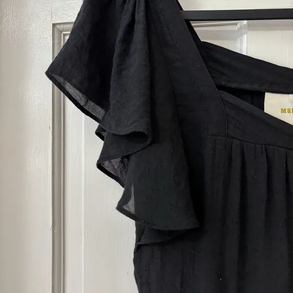 ANTHROPOLOGIE Maeve XS Black Flutter Sleeve Whimsigoth Flowy Top Semi‎ Sheer - Image 5