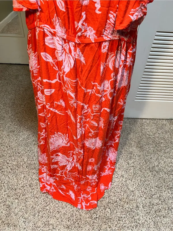 Ava & Viv Women’s Plus Size 3X Maxi Dress Orange Light Purple Floral Sweetheart - Image 10
