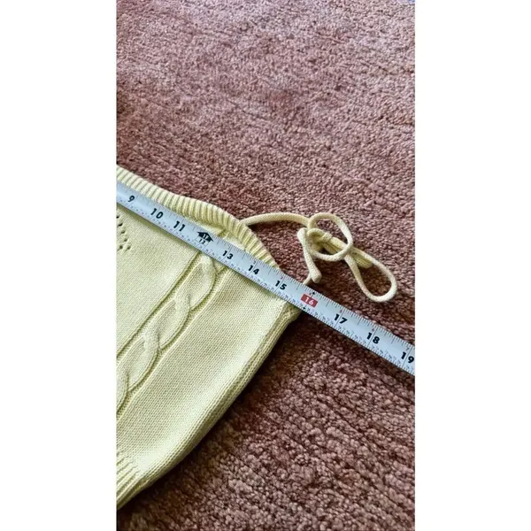 Cider Knit Tie Strap Crop Top Floral Embroidered Yellow Size M - Image 3