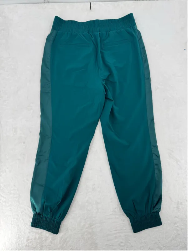Chico’s Zenergy Green Joggers Satin Side Stripe Parachute Track Pants Size 1.5/M - Image 2
