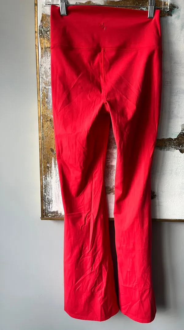 JoyLab Flare Leggings Split Textured Hem Bright Pink Medium - Image 7