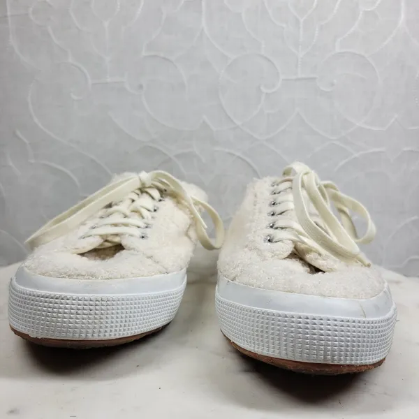 SuperGA Teddy Shearling Mule Sneakers US 9.5 Ivory Slip On Sherpa Boucle Cozy - Image 2