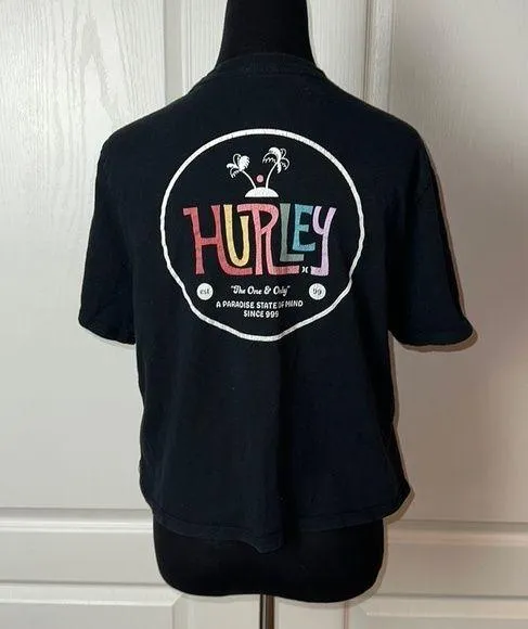 HURLEY BLACK BASIC RAINBOW LOGO TEE - Image 2