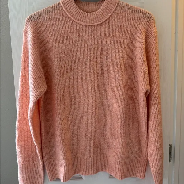 American Eagle Crewneck Sweater Size S Pink Orange NWT Soft Cozy Knit AEO - Image 3