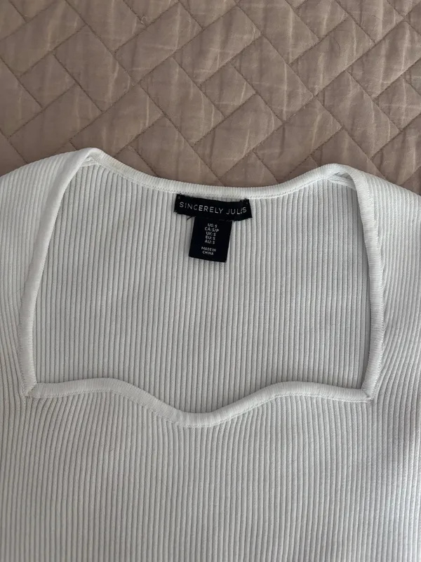 Sincerely Jules white ribbed crop top - Image 2