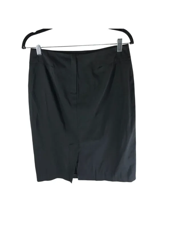 Max Studio Vintage Black Pencil Skirt Womens Size 6 Cotton Blend Back Vent Satin - Image 2