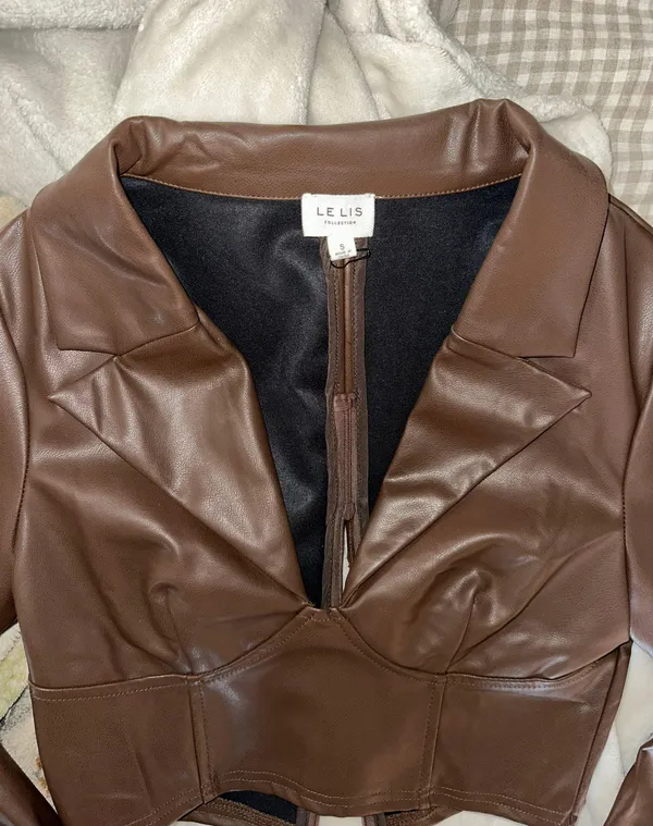 Lane 201 Brown Leather Shirt - Image 2