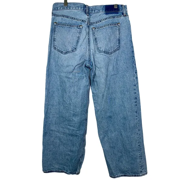 Abercrombie & Fitch Ultra Loose Low Rise Blue Denim Cropped Wide Leg Jeans Sz 27 - Image 2