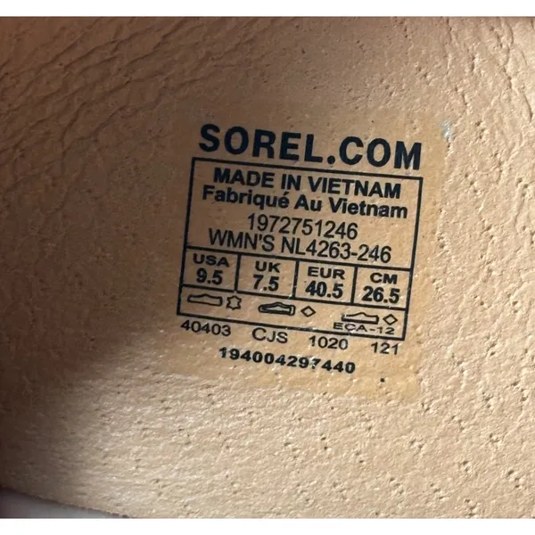 Sorel Ella Slides Sandals Tan Leather Womens 9.5 Slip On - Image 3