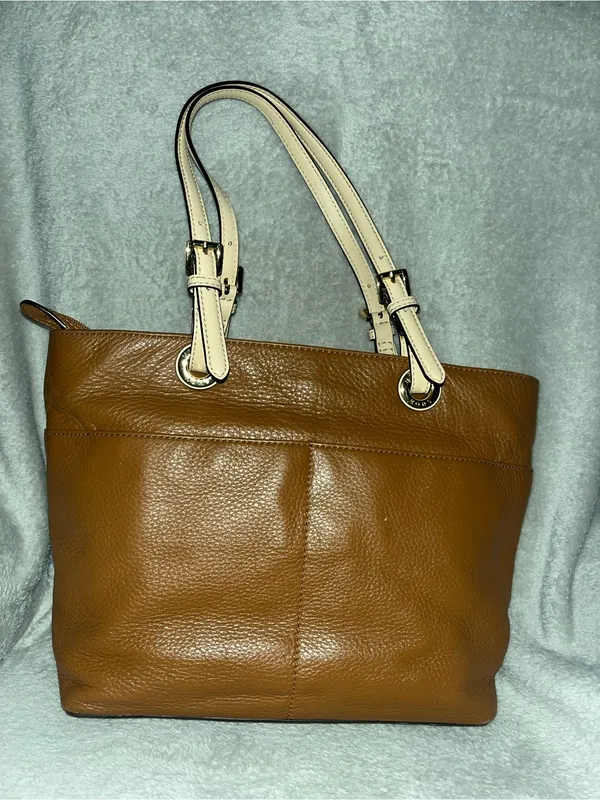 Michael Kors Bedford textured leather tote in acorn brown with contrasting pale - Image 2