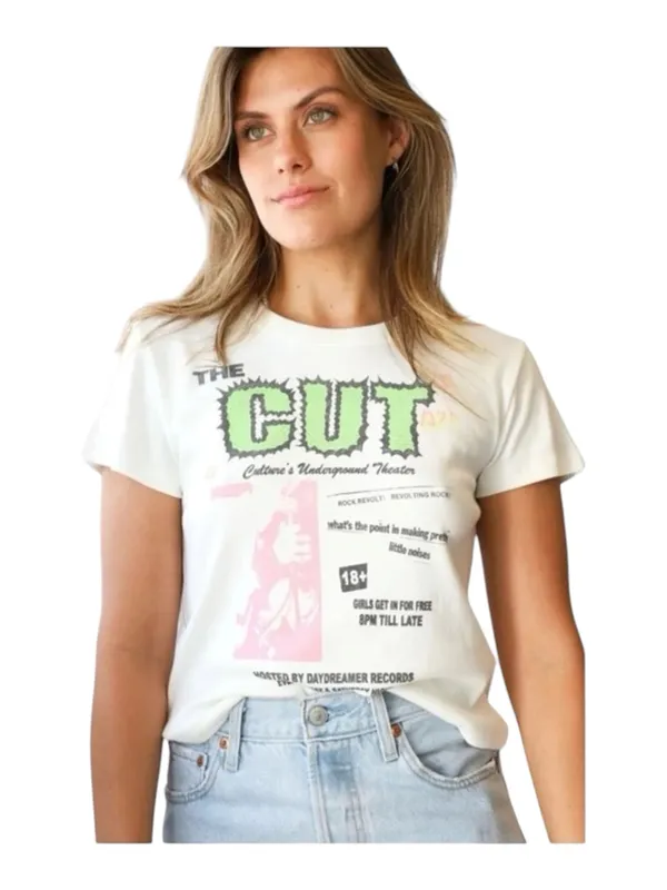 new Daydreamer x Free People 𖦹 The Cut Shrunken Baby Tee 𖦹 Vintage White 𖦹 M - Image 3