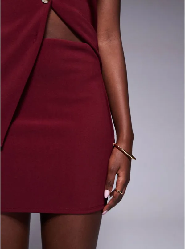 ASOS burgundy ribbed mini skirt - Image 4