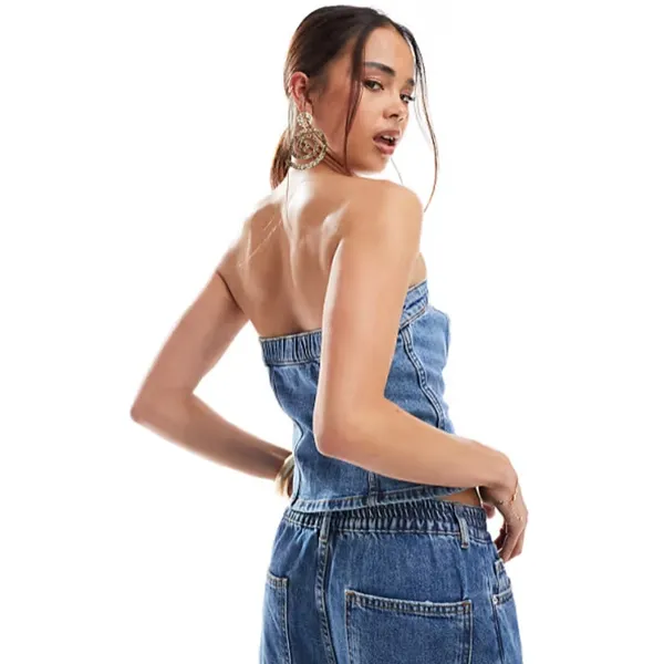 Abercrombie & Fitch NWT Strapless Denim Corset Top in Mid Wash Denim Size XS - Image 2