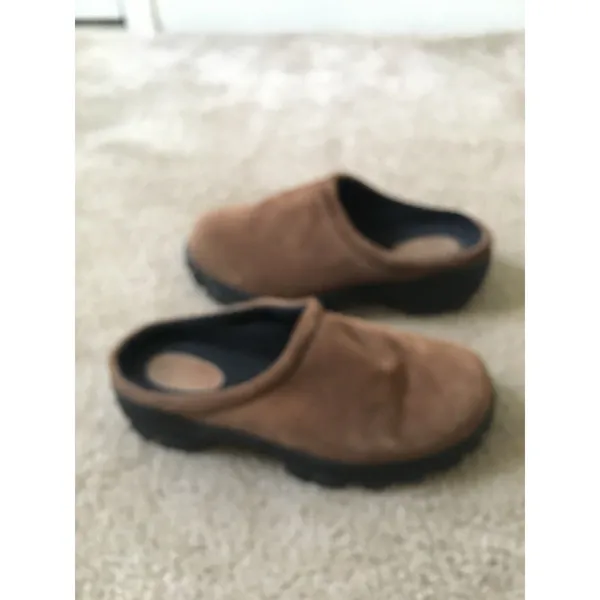 Lands' End Adult Unisex Suede Leather Clogs Shoes Size 8 Brown - Image 6