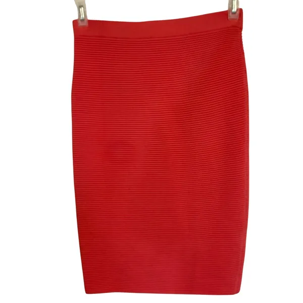 Jonathan Simkhai Red Ribbed Knit Pencil Skirt Size High Waist EUC Size‎ Medium - Image 4