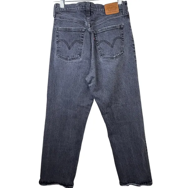 Levi's Black Vintage Wash Ribcage Straight Highest High Rise Ankle Denim Jeans - Image 6