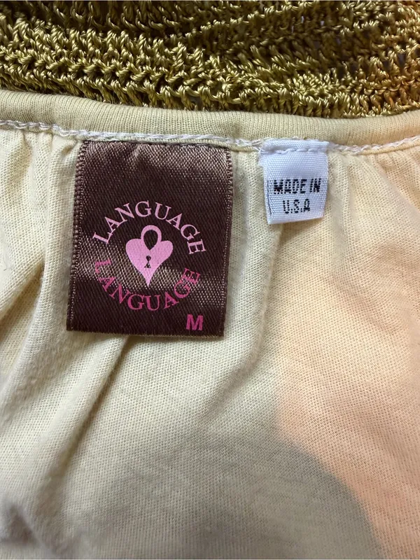 Language Language Y2K Retro Mod Floral Tank Top Medium Crochet Neck - Image 7