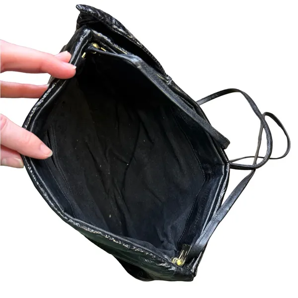 🖤 Vintage Genuine Eel Skin‎ Leather Crossbody Shoulder Bag Black 🖤 - Image 5