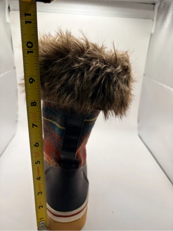 Faux Fur-Trimmed Brown Patterned Women's Winter Boots - Image 4