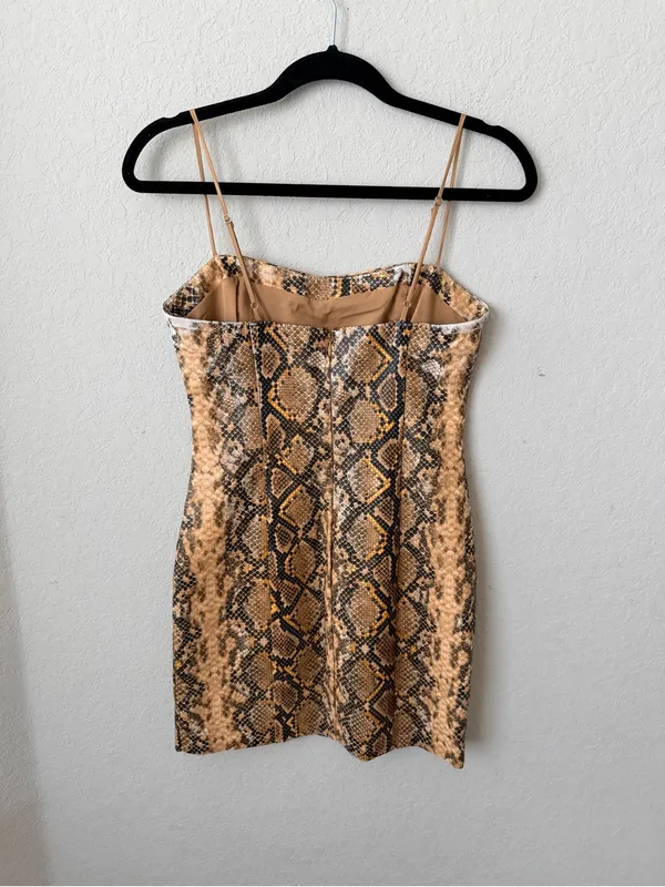 Likely Snake-Print Dress in Gold & Black Size 4 - Image 4