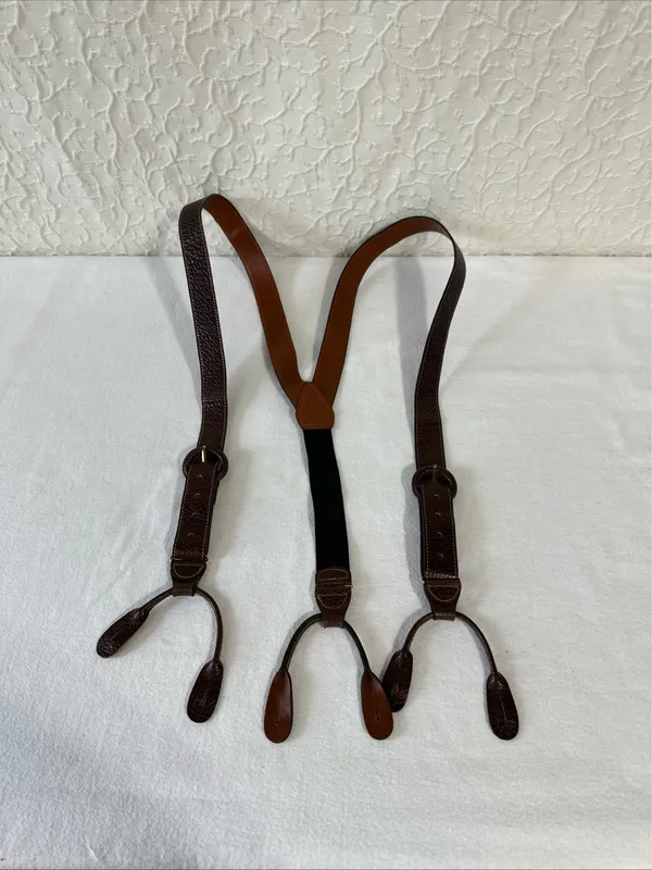 Men's Suspenders, Wide Y Style, Faux Leather with Leather Ears Western Classic - Image 5