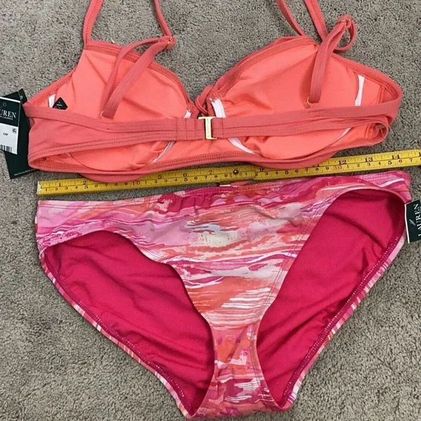 New. Lauren Ralph Lauren pink & orange bikini. 12-top/8-bottom. Retails $129 - Image 8