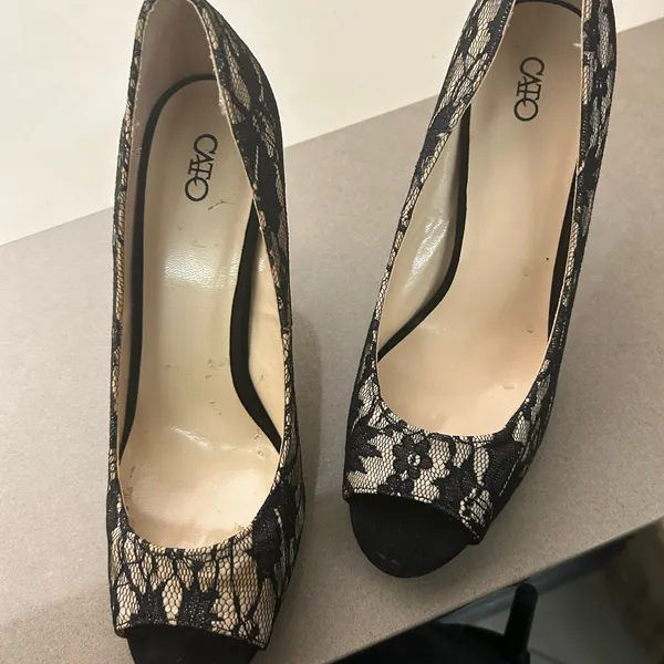 Heels CATO Chic Black and Cream Lace Women's Heels 9M - Image 7