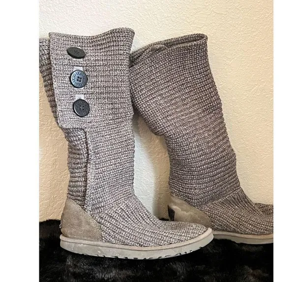 UGG Tall Sweater Boot Womens 8 Classic Cardy Wool Knit Sock - Image 5