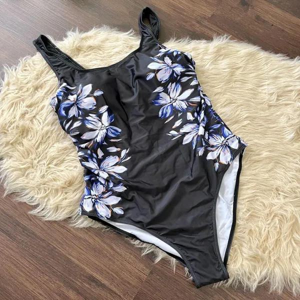 NWT MODLILY®Tummy Control Floral Print Black One Piece Swimwear Swimsuit L - Image 4