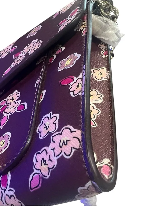 Kate Spade Frosted Floral Tinsel Flap Crossbody/Clutch Bag in Deep Berry NEW!!! - Image 7