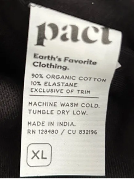 Pact Size XL Black Cropped Scoop Neck Tank Top 90% Organic Cotton - Image 3