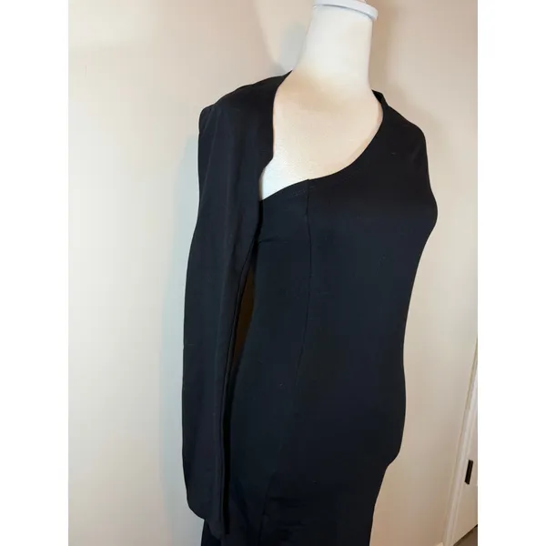 Marcella Manhattan Black One Shoulder Midi Dress Womens M Single Long Sleeve - Image 3