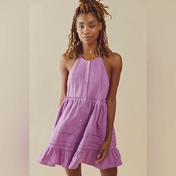 Free people Size M dessert days lilac purple‎ dress Sleeveless Strappy Back NWT - Image 4