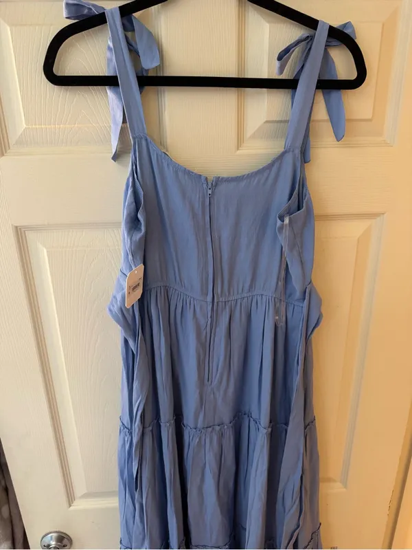 Altar'd State Dusty Blue Tie Shoulder Maxi Dress - Image 5