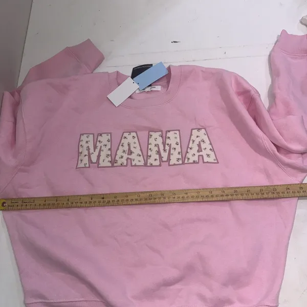 Grayson Threads Mama Pink Crewneck Oversized Sweatshirt Floral Patchwork Applique Size Small NWT - Image 9
