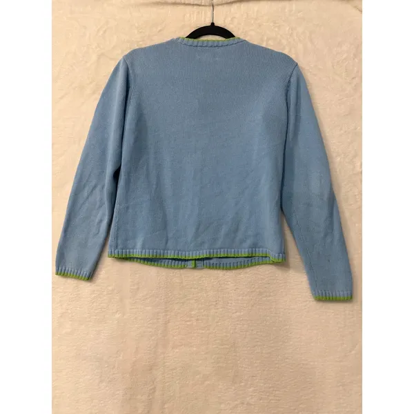 pendleton Vintage Floral Embroidered Cardigan Blue Green Trim Small - Image 7