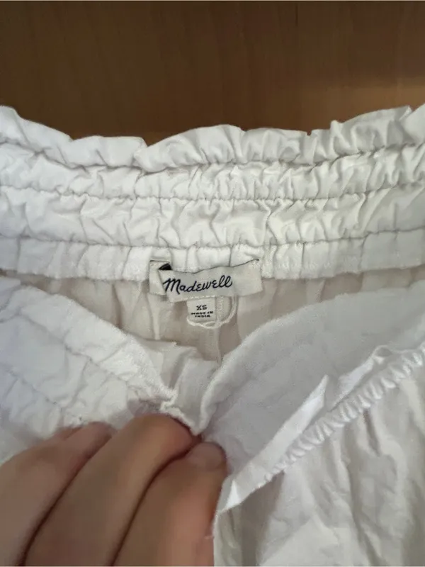 Madewell Cotton White Pull On Paper Bag Elastic Waste Midi Skirt - size XS - Image 3