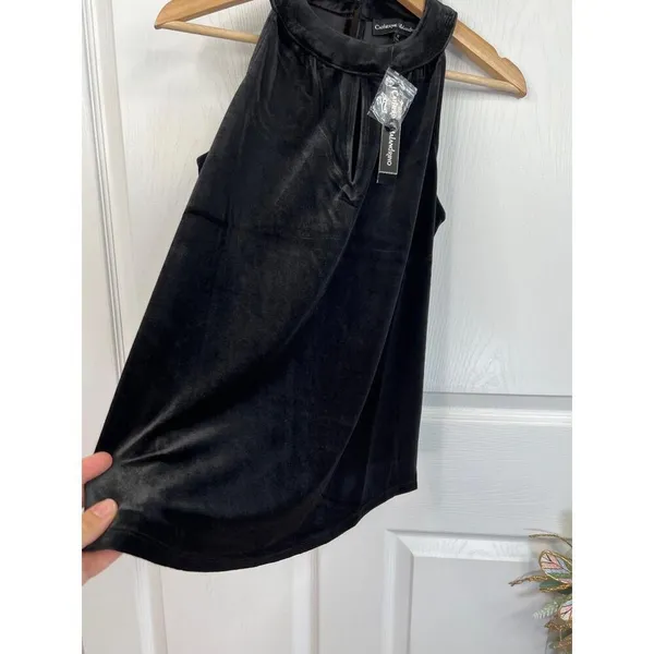 Catherine Malandrino Black Velvet Keyhole Luxe Top Size S Sleeveless - Image 5