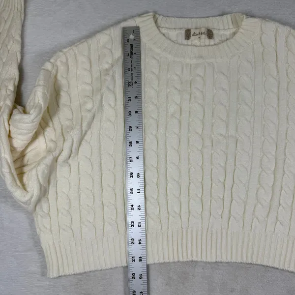 Altar'd‎ State Cream Cable Knit Cropped Sweater M MWT9139-23 Ivory Crew Neck - Image 4