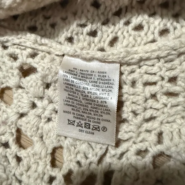 Angel of‎ the North Crochet Knit Cardigan Cream Boho Cottagecore Anthropologie - Image 7