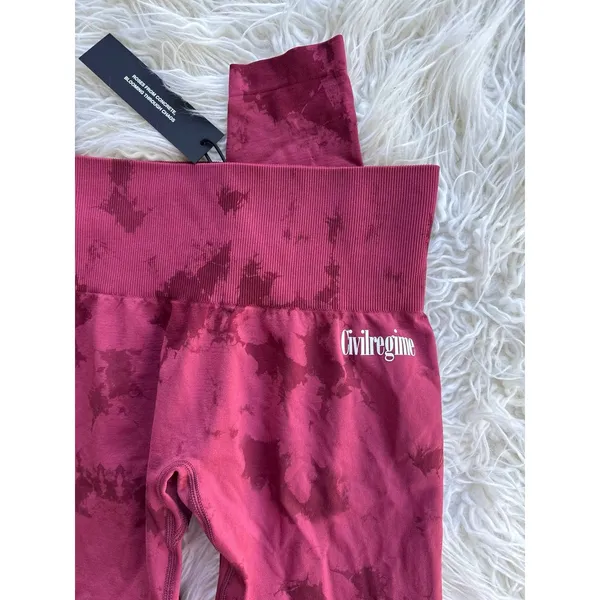 Civil Regime Blush Red Reaper Wash Kelly Seamless Leggings Size Medium - Image 4