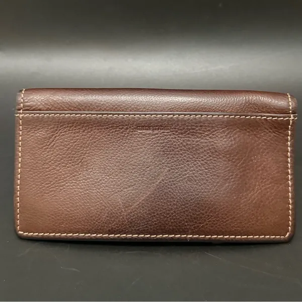 Vintage FOSSIL Brown Pebbled Leather Contrast Stitch Bifold Wallet - Image 2