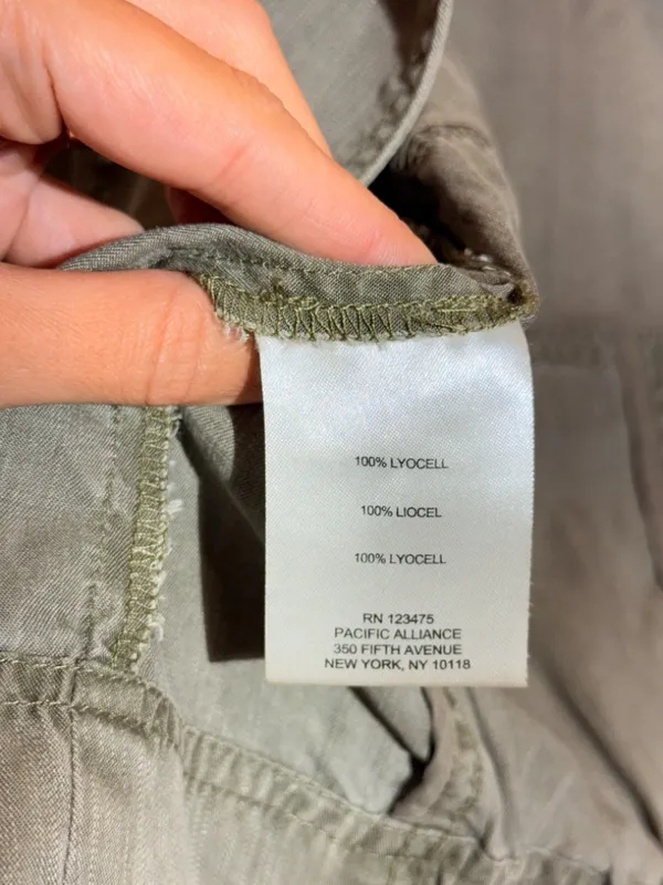NWT Jones New York Olive Green Cotton Zip Pocket Moto Utility Jacket Size M - Image 8