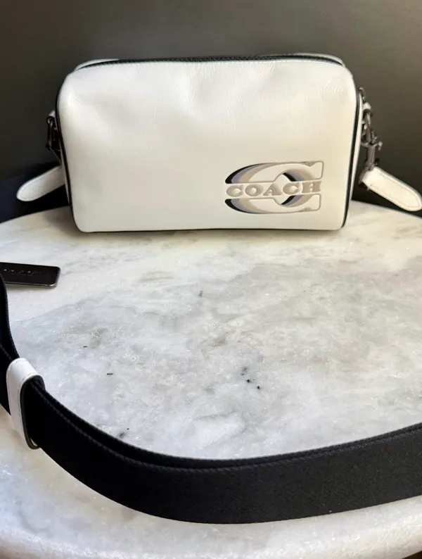 Coach Axel Crossbody Bag Leather Chalk White Gunmetal Graphic Stamp CJ818 - Image 2