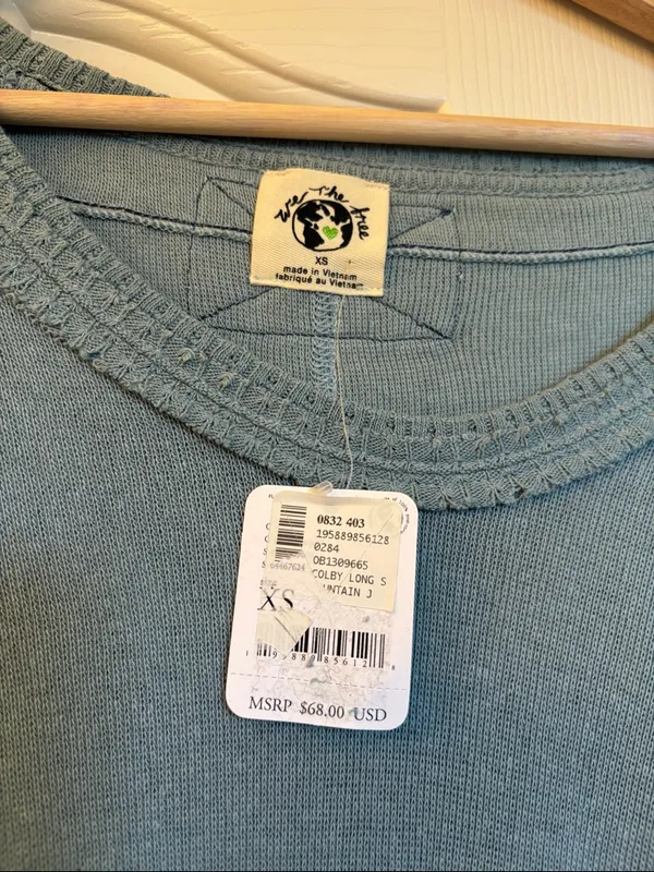 Free People Thermal Lightweight Top With Raw Edges. NWT - Image 3